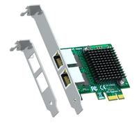 GLOTRENDS LE8202 2-Port PCIe Network Card for Desktop PC, 1000/100/10Mbps Gigabit Ethernet RJ45 LAN Port, PCIE X1 Interface, Regular & Low Profile Bracket