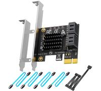 GLOTRENDS SA3034-C 4-Port PCIe X1 SATA Expansion Card with SATA and Power Cables, Compatible with Windows,Linux,Mac OS,NAS