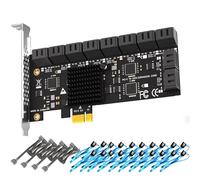GLOTRENDS SA3120J 20 Ports PCIe SATA Expansion Card, Including SATA Cables and 1:5 SATA Splitter Power Cable, Compatible with Windows,Linux,Mac OS,NAS