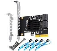 GLOTRENDS SA3234-C 4-port PCIe X4 SATA Expansion Card with SATA and Power Cables, Compatible with Windows,Linux,Mac OS,NAS