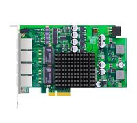 GLOTRENDS ST7458 4-Port Gigabit PoE+ Network Card with Surge-Proof Design for Outdoor Installation, Ethernet RJ45 LAN Port, PCIE 2.0 X4 Interface