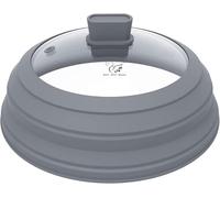 GLOU-GLOU GOOSE GGG Microwave Glass Splashproof Lid with Collapsible Silicone Lid, Light Grey, 10.5"