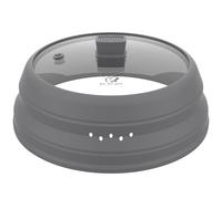 GLOU-GLOU GOOSE GGG Microwave Splatter Cover Glass Lid with Collapsible Silicone Handle, 9.8 inch, Light Grey