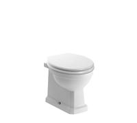 Gloucester Back To Wall WC & Wood Effect Seat w/Brass Hinges - Satin White