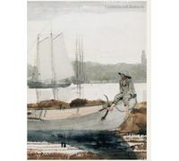 Gloucester Harbor and Dory by Winslow Homer: American Seascape Art Journal | 1880 Watercolor Harbor Notebook