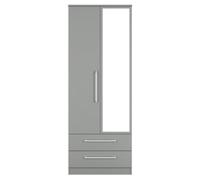 Gloucester Tall 2 Drawer Mirrored Wardrobe In Dusk Grey (Ready Assembled)