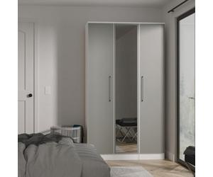 Gloucester Tall Triple Mirrored Wardrobe In Uniform Grey & White Matt (Ready Assembled)