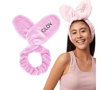 Glov Bunny Ears Hair Band - Adjustable Makeup Headband for Women & Girls Soft Facial Hair Accessories Universal Fit Ideal for Skincare & Washing Face 2-in-1 Functionality Pink