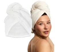 Glov Hydroweave™ Twister Hair Turban-quick Drying Absorbent Gentle Hair Protection Versatile for All Types Waffle Structure Elastic Band Lightweight Machine Washable White