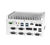 Glovary F1 Fanless Mini PC i5 8265U (4C8T, up to 3.9GHz), 2 x LAN (i210+i219-LM) Linux Industrial Computer Din Rail, 8GB RAM 256GB NVMe SSD, 6 x RS232 COM, 8 Pin GPIO, 4USB3.2, 9-36V Auto Power On