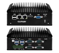 Glovary F2 Fanless Mini PC i5 8250U, Barebone, 2 LAN 4 COM Industrial PC, HD VGA Micro Desktop Computer for Home Office, 10 Pin GPIO, 4USB3.0, 2USB2.0, W11 Pro, Auto Power On