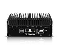 Glovary Fanless Mini PC J6412, 2 x 2.5GbE LAN Industrial PC Win11 Pro, 4K 2HD DP 3 Display Home Office Mini Computer, 16GB RAM 128GB NVMe SSD, 2RS232 COM, SIM Slot, USB-C Port, WiFi, BT