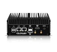 Glovary Fanless Mini PC N100, 2 x 2.5GbE LAN Industrie PC, 4K 2HD DP 3 Display Home Office Mini Computer, 16GB RAM 512GB NVMe SSD, 2RS232 COM, 5USB, TypeC Port, WiFi, BT