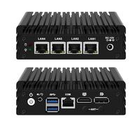 Glovary Firewall Mini PC J3710 Quad Core, 4 x i225V 2.5GbE LAN Fanless OPNsense Appliance, 8GB RAM 128GB SSD, F3 Micro Router Computer Hardware, AES-NI, HD+DP Dual Display, Console, 2USB3.0, SPK/MIC