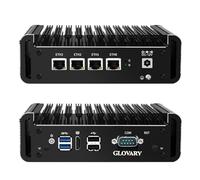 Glovary Firewall Mini PC J4125 4 Core, 4 x i211 Gigabit LAN Fanless OPNsense Micro Appliance, DDR4 8GB RAM 128GB SSD, AES-NI, 4K HD, Router Industrial Computer Hardware, RS232 COM, 2USB3.0, SIM Slot