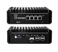 Glovary Firewall Mini PC J6413 4 Core, 4 x i226V 2.5GbE LAN OPNsense Router Micro Appliance, Barebone, AES-NI, Fanless Computer Hardware, 2 x DDR4, 2 x NVMe Slot, 2 x SATA3.0, 2HD+USB-C 3 Display