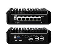 Glovary Firewall Mini PC Quad Core N100, DDR5 8GB RAM 128GB NVMe SSD, 6 x 2.5GbE i226V LAN Fanless Computer Hardware, Micro Firewall Appliance, AES-NI, OPNsense, TypeC Port, TF Card Slot