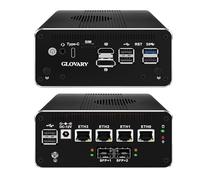 Glovary Micro Firewall Appliance 12th Gen N100, Dual 10GbE 82599ES SFP+ Mini PC Router, 4 x 2.5GbE LAN OPNsense Hardware, DDR5 32GB RAM 512GB SSD, 6USB Port, HD+DP+USB-C 3 Display Home Server