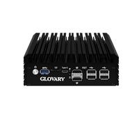 Glovary Micro Firewall Appliance Quad Core N100, 6 x i226V 2.5GbE LAN, Fanless Mini PC Router, DDR5 Barebone, AES-NI, Firewall Hardware, 2HD, TypeC Port, TF Card Slot