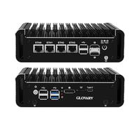 Glovary Mini Firewall PC N100 4 Core, 4 x i226V 2.5GbE LAN OPNsense Hardware, Barebone NO RAM NO SSD, Fanless Micro Computer Router Appliance, AES-NI, 2HD, DP, USB-C, 2 x NVMe, 2 x SATA3.0