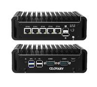Glovary Mini PC Firewall Quad Core J6413, 5 x i226V 2.5GbE LAN Micro Fanless Industrial Computer, 2 x RS232 COM Port, AES-NI, HD+DP+USB-C 3 Display, 2USB3.0, 2 x SATA3.0, 16GB RAM 512GB SSD