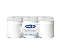 Glove Club Ltd Premium White Centrefeed Paper Towel Rolls, 2-Ply, 200mm x 108m, Pack of 6, Micro-Embossed, Super Absorbent for Catering and Washrooms