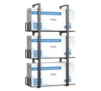 Glove Holder Dispenser for Wall Mount, Black Metal Disposable Latex Gloves Holder for Lab, Wall-Mounted Triple Rubber Box Holder, Tissue Rack for Kitchen and Garage