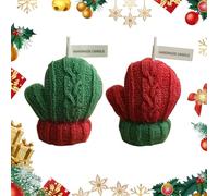 Glove Shape Scented Candle, Christmas Eve Large Candle, Long Burning Candles, Aromatherapy Candles Knit Gloves Christmas Decor Desk, Candle Ornament for Women,New Year Decor (2, Red+Green, 7cm High)