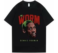 Glove Spa Men's Hot New The Worm Dennis Rodman Graphic Tees Men Women Hip Hop Tshirt Boys Basketball T-Shirt Male Loose T Shirts Man Streetwear Black L