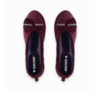 GLOVE STORY Ladies Velvet Indoor Slippers with Soft Leather Sole and Rhinestone Bow - Elegant, Comfortable, Handmade - Soft and Chic Home Shoes, bordeaux, 8.5 UK