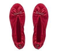 GLOVE STORY Women's Velour Ballerina Slippers with Soft Leather Sole - Soft and Comfortable Material - Soft Ballerinas Slippers for Women - Handcrafted, Red, 8 UK