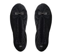 GLOVE STORY Women's Velour Ballerina Slippers with Soft Leather Sole - Soft and Comfortable Material - Soft Ballerinas Slippers for Women - Handcrafted, Black, 4.5 UK