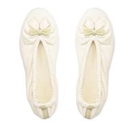 GLOVE STORY Women's Velour Ballerina Slippers with Soft Leather Sole - Soft and Comfortable Material - Soft Women's Ballerina Slippers - Handcrafted (Stripes M), beige, 37.5 EU Étroit