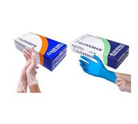 Gloveman Clear Vinyl Gloves (Box of 100) (L) + Gloveman Blue Nitrile Disposable Gloves (Box of 100) (Small)