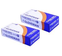 Gloveman Clear Vinyl Gloves Medium - Disposable Powder-Free & Latex-Free Gloves (2 × 100 Pack) - Food Prep, Cleaning & Hygiene