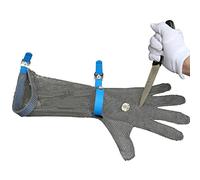 Gloves, Cut Resistant Gloves, Extended Arm Stainless Steel Chain Gloves, Universal Right and Left Hand(Arm 22cm,1PCS/XS)