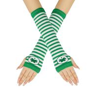 Gloves Mittens for Women Cold Weather Men's Irish Festival Green Fingerless Long Gloves Women's Long Wrist Gloves Men's And Women's St. Patrick's Day Arm Sleeves (Dark Green, One Size)