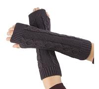 Gloves Mittens Women Cold Weather Winter Warm Women's Long Cable Knit Acrylic Gloves Arm Fingerless Gloves Thumb Hole Gloves Mittens Gloves Mittens Toddler (Dark Gray, One Size)