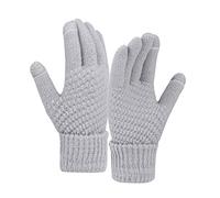 Gloves Mittens Women Cold Weather Women Winter Wool Warm Gloves Solid Color Knitted Cold Proof Gloves Gloves Mittens (Grey, One Size)
