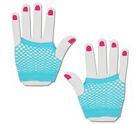 Gloves Short Fishnet Hand Party Fancy Dress Tutu (Blue)