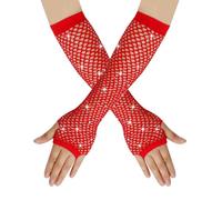 Gloves Women - Women 80S Fishnet Gloves Long Neon Fingerless Fishnet Gloves Mesh Gloves Costume Accessory
