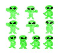 Glow Alien Figure Set - Collectible Mini Ornament Pack, Luminous Light Effect, Durable Resin Space Themed Shelf Display | Extract Miniature Application