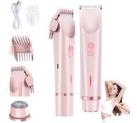 Glow Aura 2-in-1 Women's Body Shaver, Glowshave, Electric Shaver & Trimmer, Dual Head Function, Waterproof, Rechargeable (400mAh Lithium-Ion), Pink, Metallic