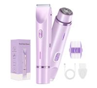 Glow Aura Bikini Shaver - Electric Bikini Trimmer for Women, 2-in-1 Women's Body Trimmer，Painless Hair Removal for Face, Body & Intimate Areas (Purple)