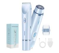Glow Aura Bikini Shaver - Electric Bikini Trimmer for Women, 2-in-1 Women's Body Trimmer，Painless Hair Removal for Face, Body & Intimate Areas (Blue)