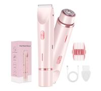 Glow Aura Bikini Shaver - Electric Bikini Trimmer for Women, 2-in-1 Women's Body Trimmer，Painless Hair Removal for Face, Body & Intimate Areas （Light Pink）