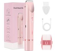 Glow Aura Bikini Shaver,Glowshave 2-in-1 Women's Body Shaver, Waterproof Electric Bikini Trimmer for Women (Pink)