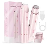 Glow Aura Women’s Shaver, Glowshave 2-in-1 Women's Body Shaver, Dual Head Bikini Electric Razor for Women, IPX67 Waterproof Wet & Dry Use Body Hair Trimmer (Pink)