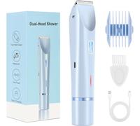 Glow Aura Women's 2-in-1 Shaver, Bikini Trimmer, Electric Body Shaver (Blue)