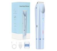 Glow Aura Women's Shaver, 2-in-1 Electric Razor for Women, Dermave Bikini Shaver, Wet and Dry Waterproof Bikini Trimmer, Glowshave Dual Head Body Razor for Face, Legs, Underarm (Blue)